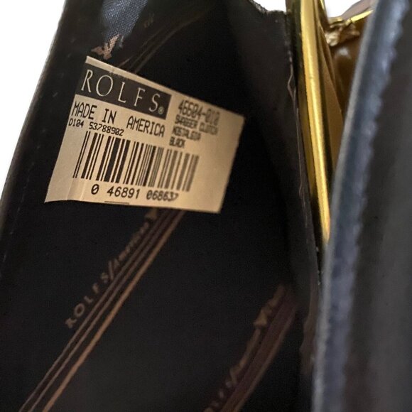 Vintage Rolfs Black Leather Wallet Checkbook Clutch With Kisslock 1980's - Picture 4 of 5